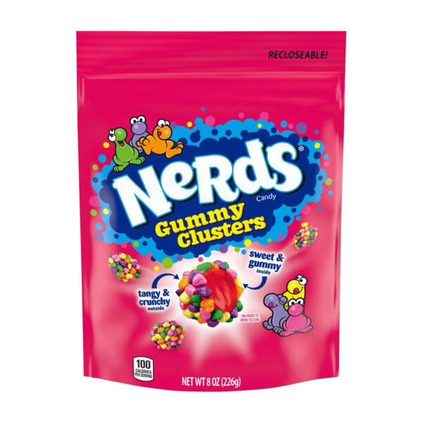 Nerds Gummy Clusters Candy, Rainbow, Resealable 8 Ounce Bag