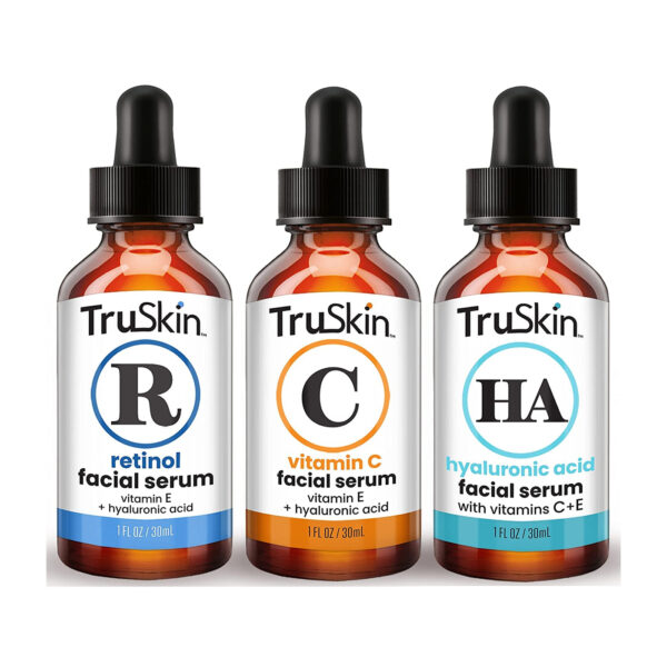TruSkin Face Serum Trio – Hyaluronic Acid, Vitamin C & Retinol Serum for Face - 1 fl oz, 3 Bottles