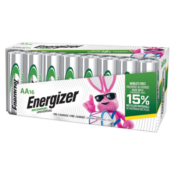Energizer Rechargeable AA Batteries, Recharge Universal Double A Battery Pre-Charged, 16 Count