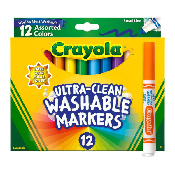 Crayola Broad Line Markers (12 Count), Washable Markers for Kids - Ages 3+