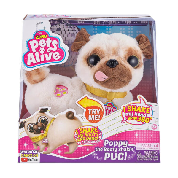 Pets Alive Poppy The Booty Shakin’ Pug – Interactive Dancing Plush Puppy