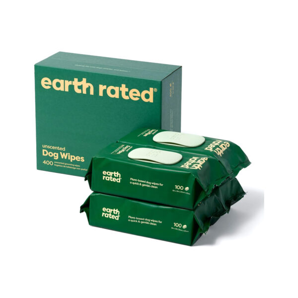 Earth Rated Dog Wipes, Thick Plant Based Grooming Wipes for Easy Use on Paws - 400 Count