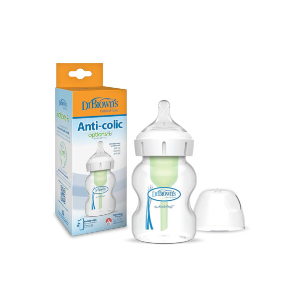 Dr. Brown's Natural Flow Anti-Colic Options+Wide-Neck Baby Bottle, 5 oz/150 mL