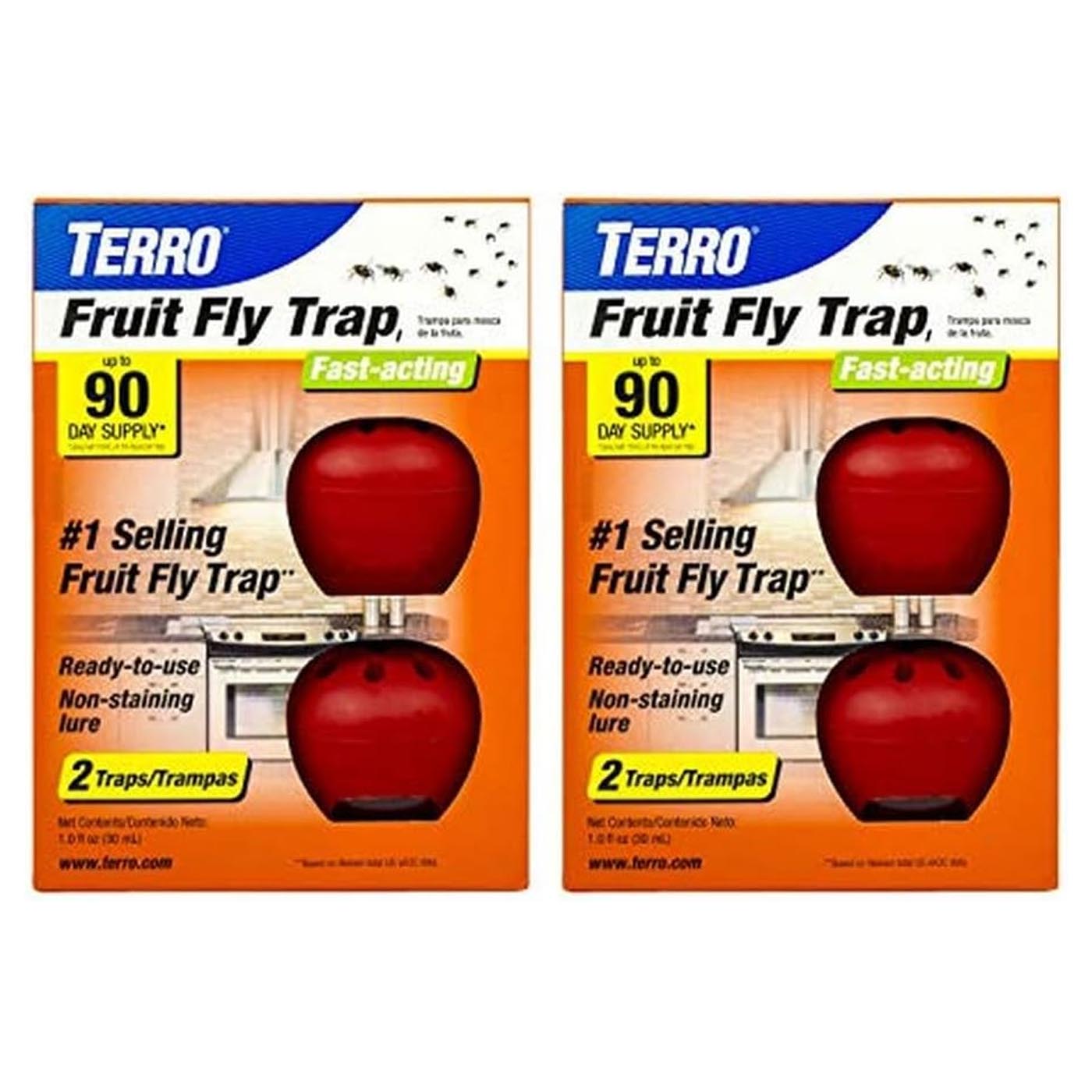 TERRO T2503SR Ready-to-Use Indoor Fruit Fly Killer - 4 Traps + 180 day Lure Supply