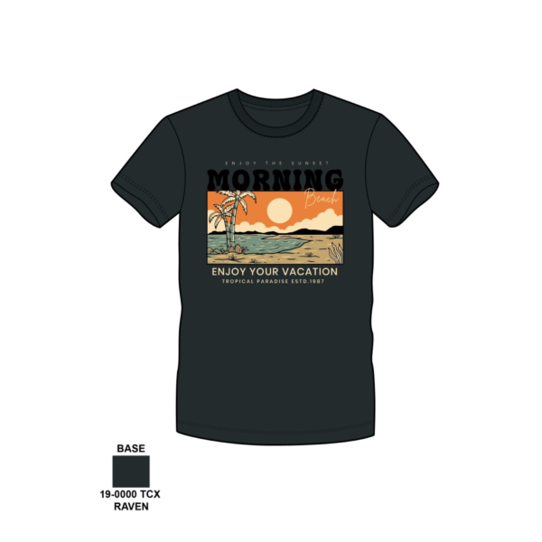 Mens Shirt Morning Design ,100% Cotton Raven Colour